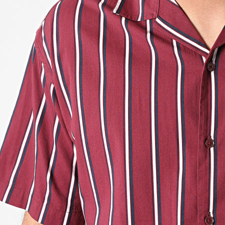 Jack And Jones - Chemise Manches Courtes A Rayures Stripe Resort Bordeaux