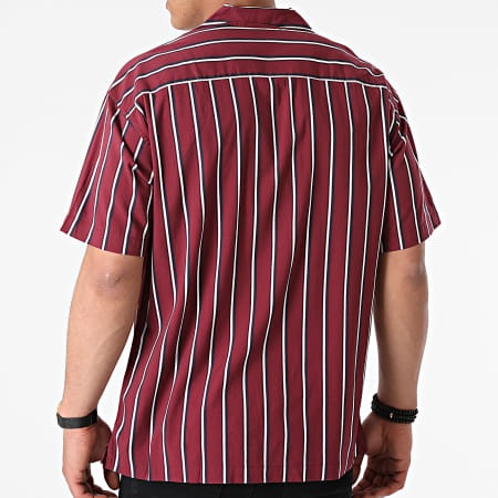 Jack And Jones - Chemise Manches Courtes A Rayures Stripe Resort Bordeaux