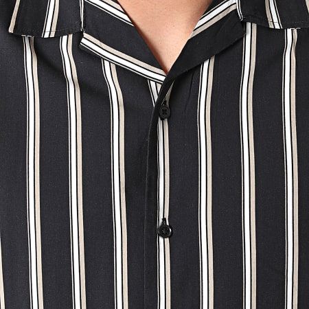 Jack And Jones - Chemise Manches Courtes A Rayures Stripe Resort Noir