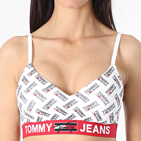 Tommy Jeans - Soutien-Gorge Femme Triangle Print 2729 Blanc Rouge