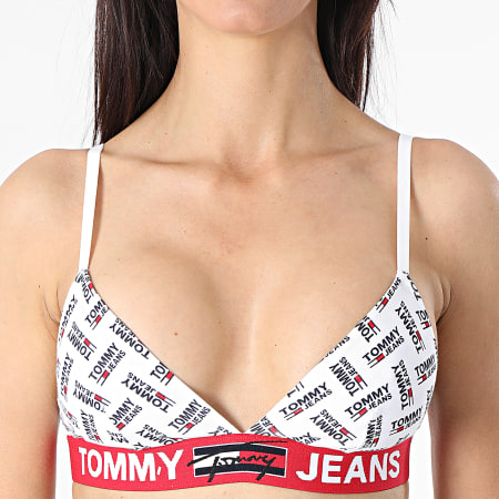 Tommy Jeans - Soutien-Gorge Femme Triangle Print 2723 Blanc Rouge