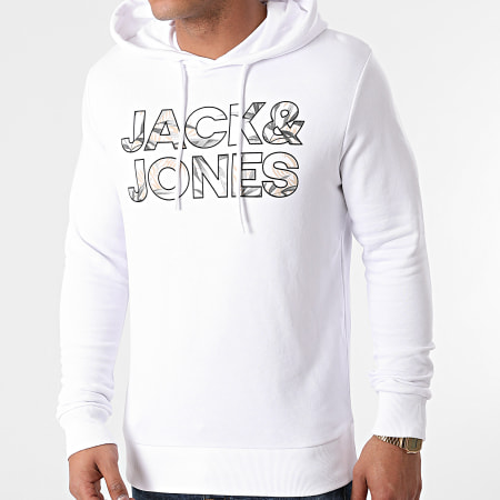 Jack And Jones - Sweat Capuche Fleur Blanc