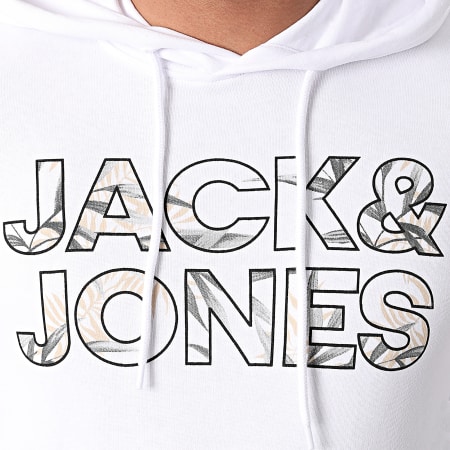 Jack And Jones - Sweat Capuche Fleur Blanc