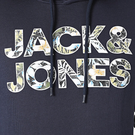 Jack And Jones - Sweat Capuche Fleur Bleu Marine