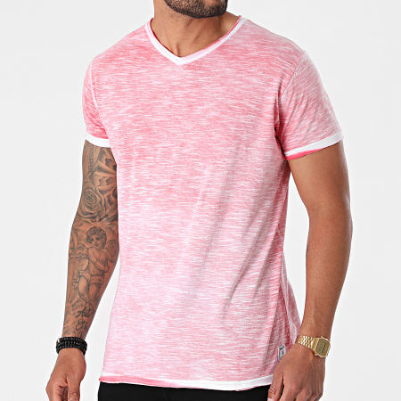 Paname Brothers - Tee Shirt Col V Toto-A Rose Chiné