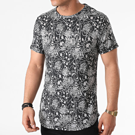 Uniplay - Tee Shirt Oversize T792 Gris Anthracite Chiné Floral