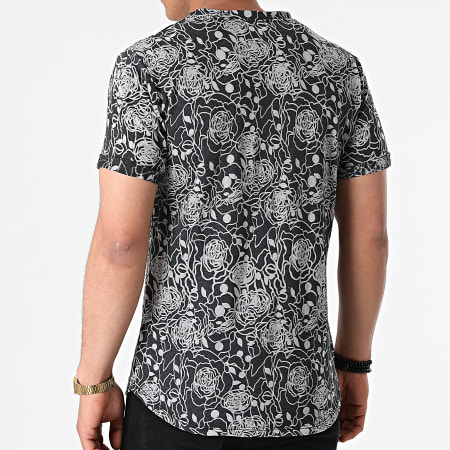 Uniplay - Tee Shirt Oversize T792 Gris Anthracite Chiné Floral