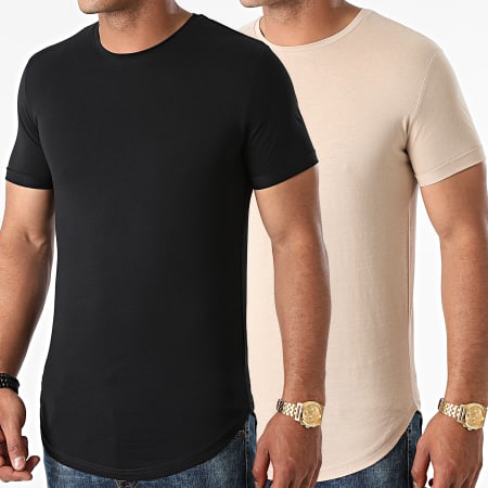 LBO - Lot de 2 Tee Shirts Oversize 1770 Beige Noir