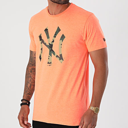 New Era - Tee Shirt MLB Infill Team Logo New York Yankees 12369840 Orange Fluo Chiné