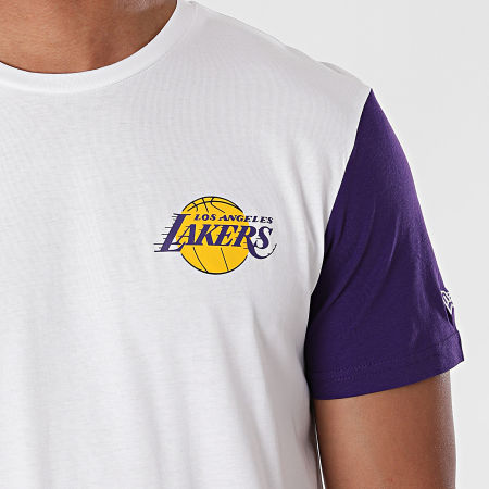 New Era - Tee Shirt NBA Color Block Los Angeles Lakers 12553340 Blanc