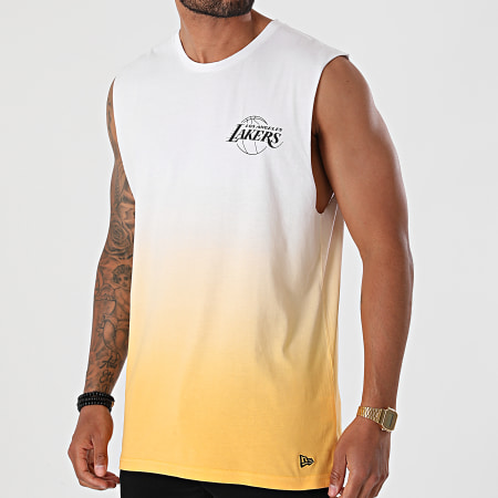 New Era - Tee Shirt Sans Manches NBA Dip Dye Los Angeles Lakers 12720134 Blanc Jaune Dégradé