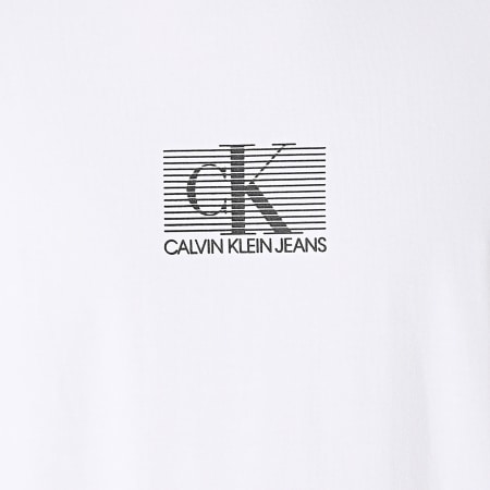 Calvin Klein - Tee Shirt Small CK Box Stripe 8201 Blanc