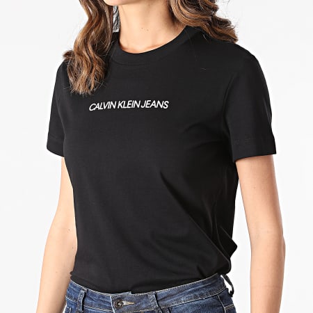 Calvin Klein - Maglietta da donna Shrunken Institutional 6251 Nero