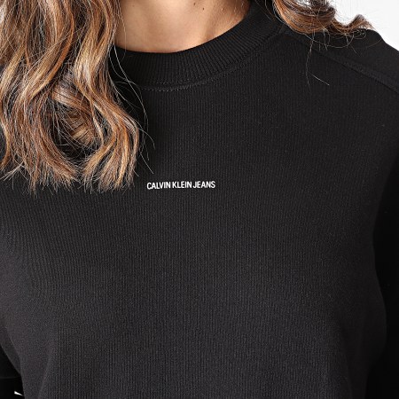 Calvin Klein - Sweat Robe Crewneck Femme Micro Branding 6514 Noir