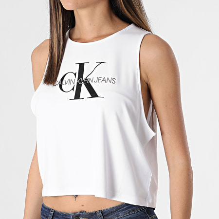 Calvin Klein Jeans - Débardeur Crop Femme Monogram 7128 blanc