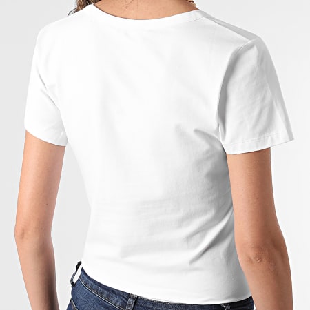 Calvin Klein - Tee Shirt Col V Femme Monogram Slim 7166 Blanc