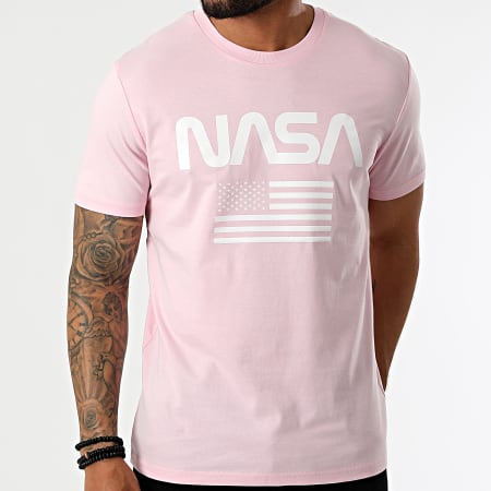 NASA - Maglietta con bandiera rosa e bianca