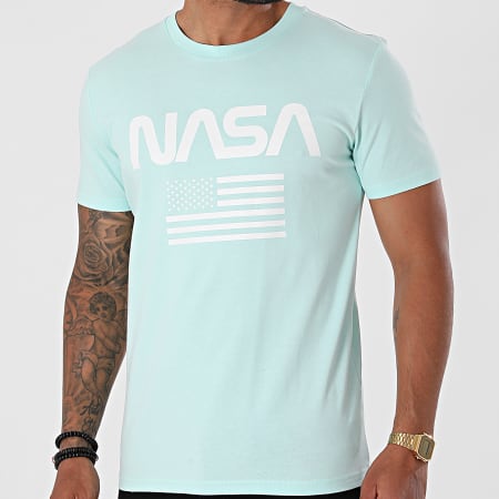 NASA - Maglietta con bandiera della menta, bianco
