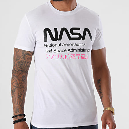 NASA - Tee Shirt Admin 2 Blanc Rose Fluo