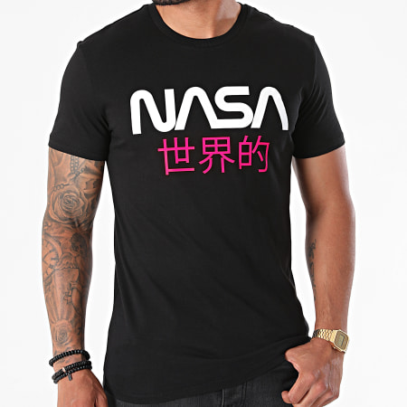 NASA - Tee Shirt Japan Noir Rose Fluo