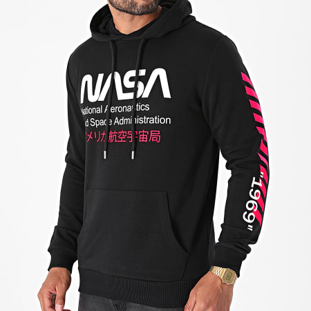 NASA - Sweat Capuche Admin 2 Noir Rose Fluo