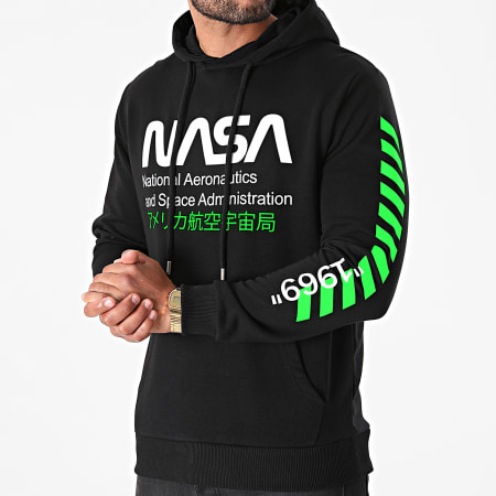 NASA - Admin 2 Felpa con cappuccio nero verde fluorescente