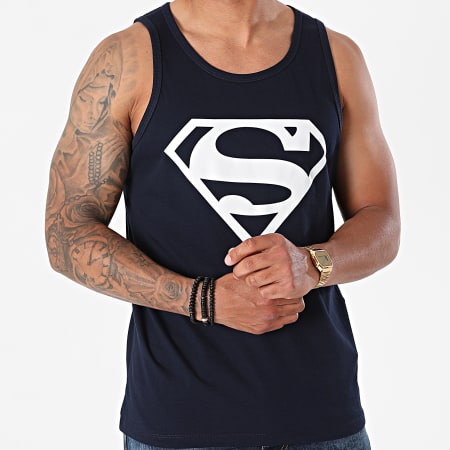 Superman - Débardeur Logo Bleu Marine Blanc