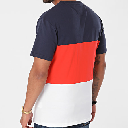 Tommy Jeans - Tee Shirt Classic Color Block 0885 Blanc Orange Bleu Marine