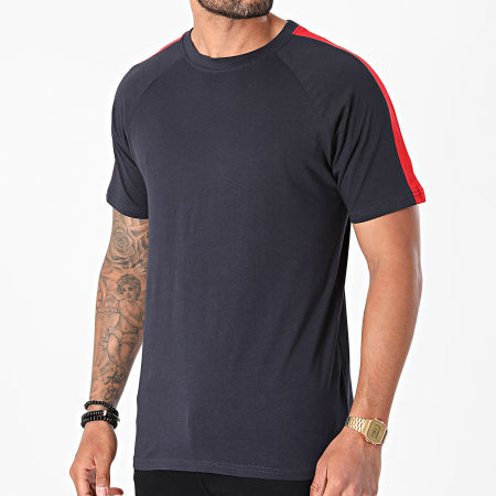 Urban Classics - Camiseta raglán con hombros a rayas Azul marino