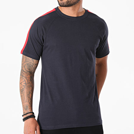 Urban Classics - Tee Shirt A Bandes Stripe Shoulder Raglan Bleu Marine