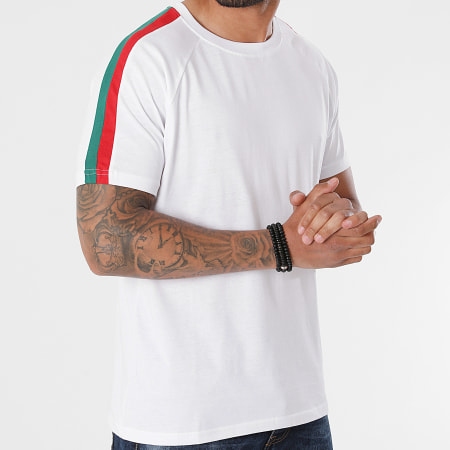Urban Classics - Camiseta rayas hombros raglán Blanco