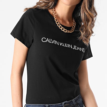 Calvin Klein - Lot De 2 Tee Shirts Femme Institutional Logo 6466 Noir Blanc