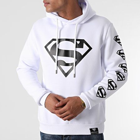 Superman - Sweat Capuche BW Front And Sleeve Blanc