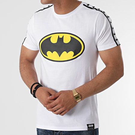 DC Comics - Maglietta Stripe Big Logo Bianco
