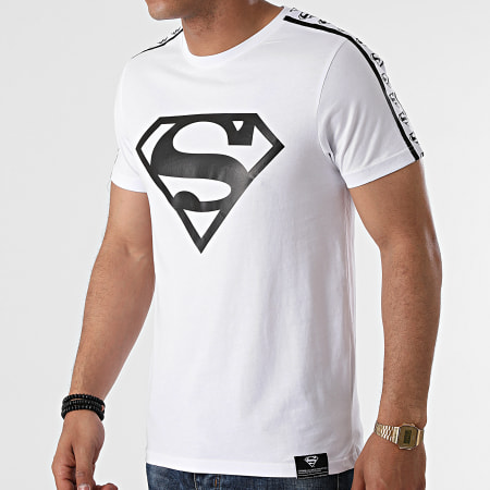 DC Comics - Maglietta BW Stripe Big Logo Bianco
