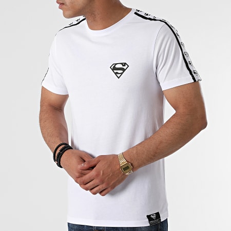 DC Comics - Tee Shirt BW Stripe Logo Blanc
