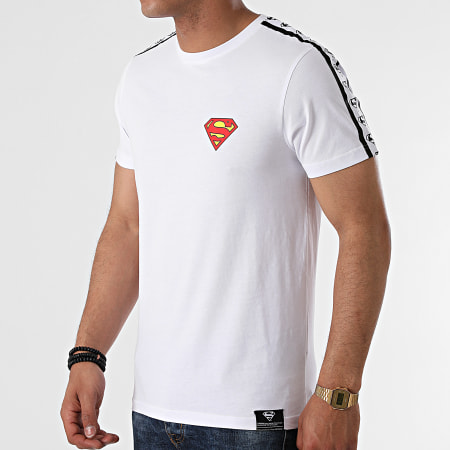DC Comics - Tee Shirt Stripe Logo Blanc