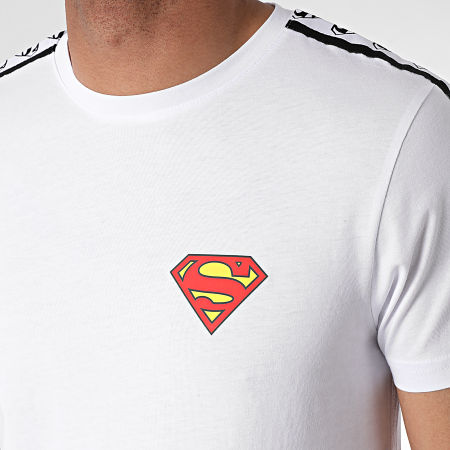 DC Comics - Maglietta con logo a strisce bianco