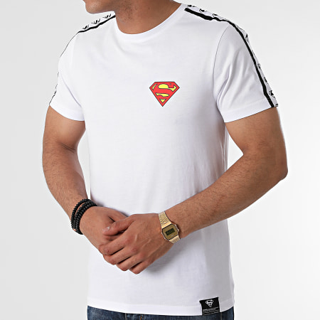 DC Comics - Maglietta con logo a strisce bianco