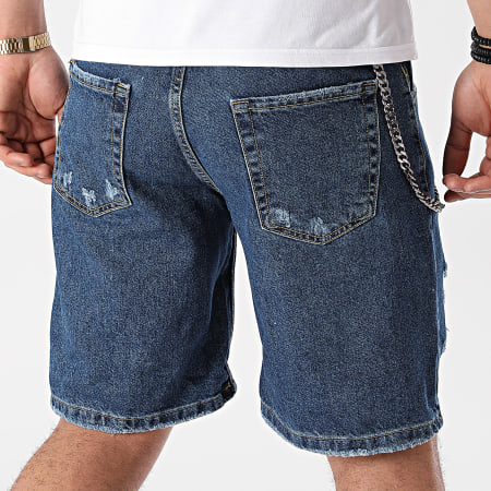 John H - SEU502 Pantaloncini di jeans in denim blu