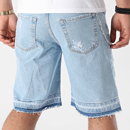 John H - SEU502 Pantaloncini di jeans con lavaggio blu