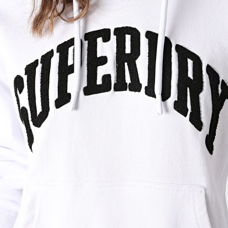 Superdry - Felpa con cappuccio Varsity Arch Donna Bianco