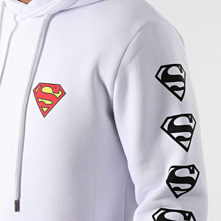 Superman - Sweat Capuche Chest And Sleeve Blanc