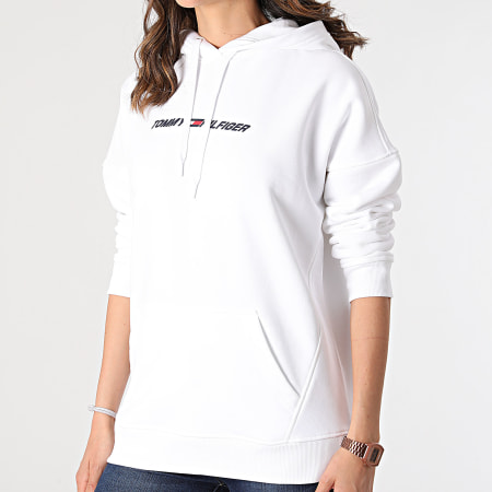 Tommy Hilfiger - Sweat Capuche Femme Relaxed Graphic 0980 Blanc