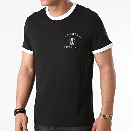Anthill - Tee Shirt Ringer Chest Logo Noir Blanc