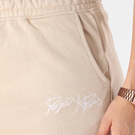 Project X Paris - Pantalones cortos de chándal para mujer F214133 Beige