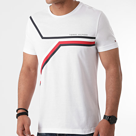 Tommy Hilfiger - Tee Shirt Split Chest Stripe 8724 Blanc