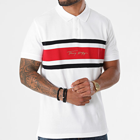 Tommy Hilfiger - Polo Manches Courtes Global Signature 9229 Ecru