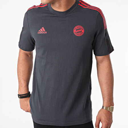 Adidas Performance - Tee Shirt De Sport A Bandes FC Bayern GR0625 Gris Anthracite Rouge