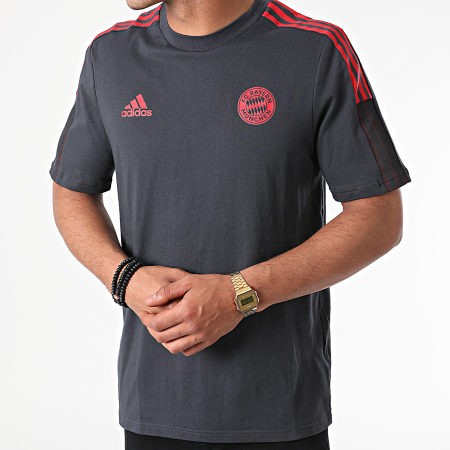Adidas Sportswear - Tee Shirt De Sport A Bandes FC Bayern GR0625 Gris Anthracite Rouge